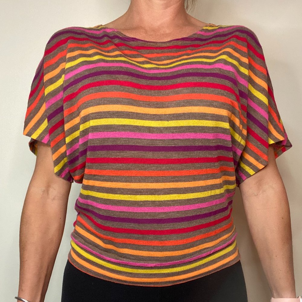 T-shirt, blouse, loose fitting, coloured stripes